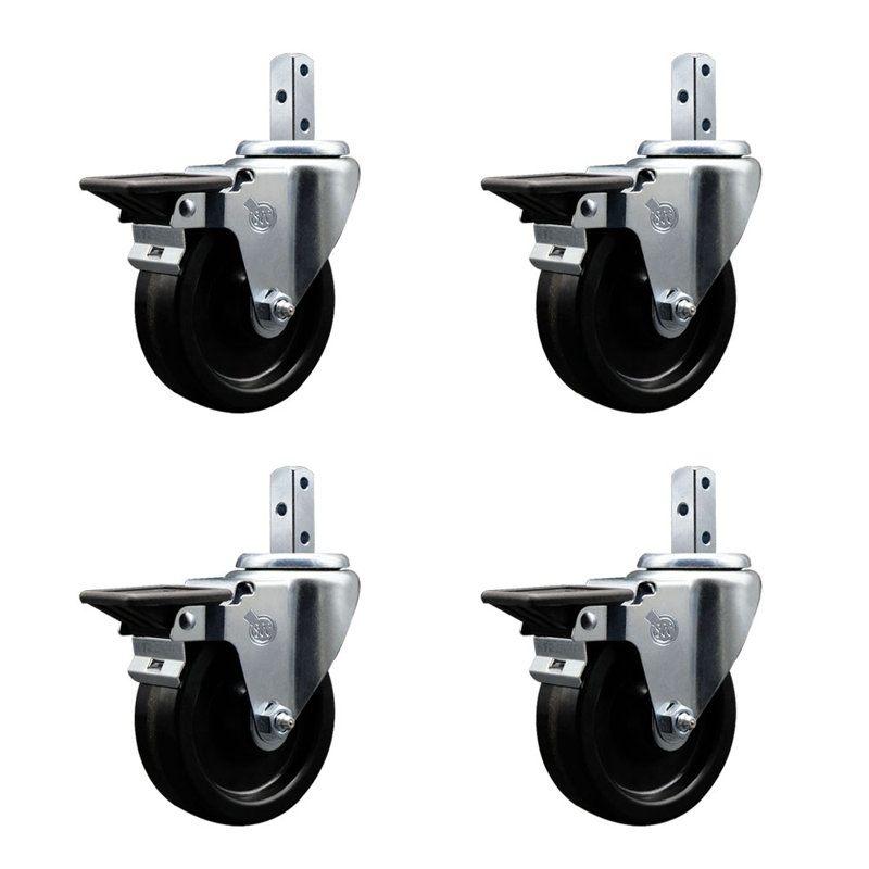 Phenolic Wheel Swivel Square Stem Caster Set with Brake SCC