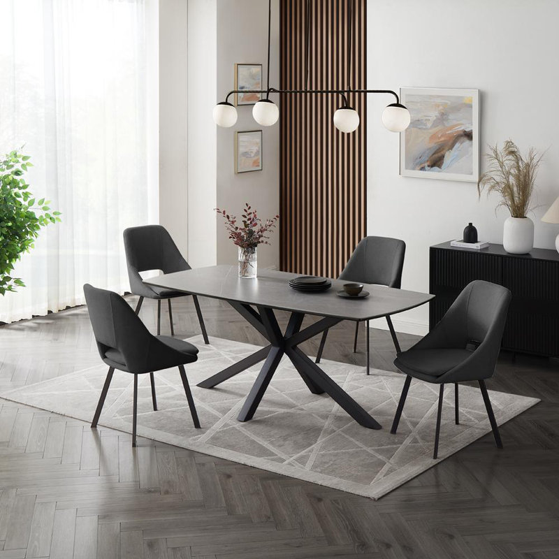 Deanie 4 - Person Dining Set, Dark Gray