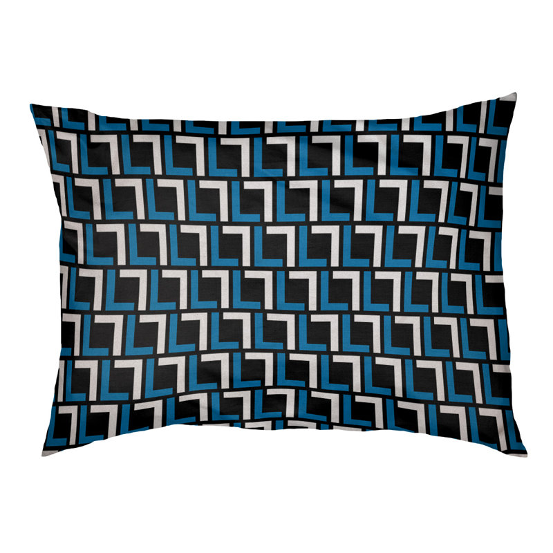 Coussin pour chien Bonheur, Large  (30'' W x 40'' D x 5'' H), Noir / bleu Honolulu / blanc