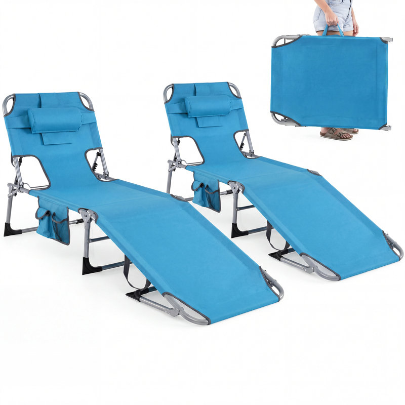 Ensemble de 2 chaises longues de plage Arlmont & Co., Bleu, 2