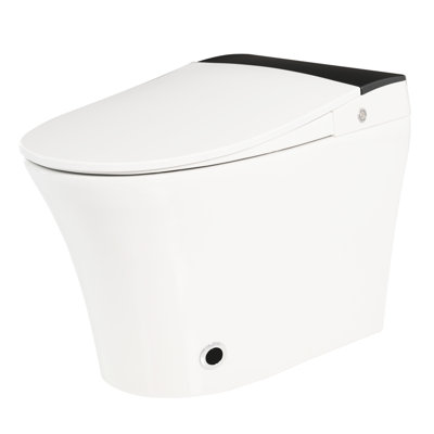 Heated Seat Smart Toilet, One Piece Toilet With Auto Flush, , Foot Sensor Blue Night , Knob Operated, Power Outage Flushing, Soft Close Cover, White Bathroom Collection Seat, One Flush Function,