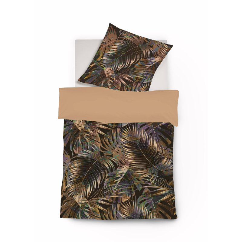 Sateen Reversible Duvet Cover Set, 155 x 220cm, Brown