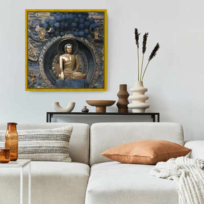 Blue Framed Canvas - Grand Buddha at Lingshan for Home Decor