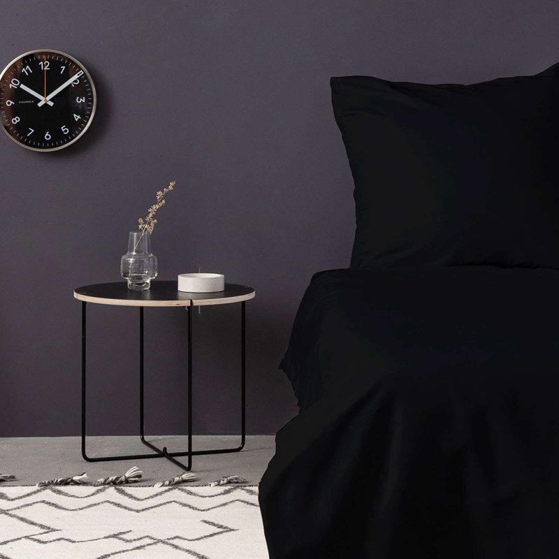 Ensemble de housse de couette, Housse de couette très grand et 2 taies d'oreille, Noir