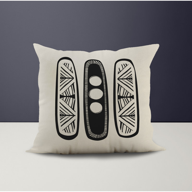 Jeté carré en polyester intérieur / extérieur, L 19 po x H 19 po, Noir