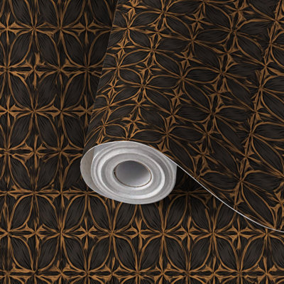 Papier peint adhésif peler et coller en PVC, revêtement mural auto-adhésif amovible avec motifs géométriques élégants or noir, imperméable pour la décoration intérieure - rouleau