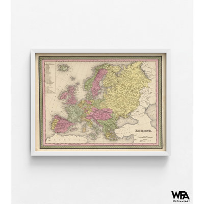 Europe 1849 par cartes anciennes, carte antique de l'Europe, décor de bureau ancien Continent, impression de géographie européenne, très grand décor de bureau à domicile