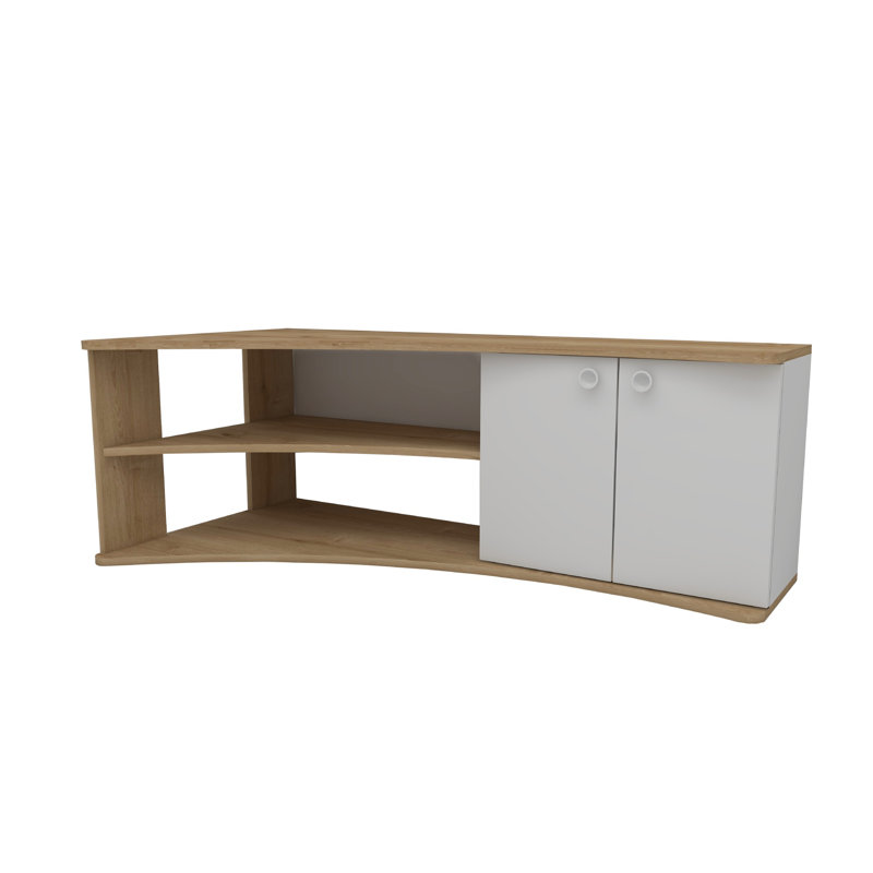 TV Stand with Shelves and Cabinet Dion, Sapphire Oak/White