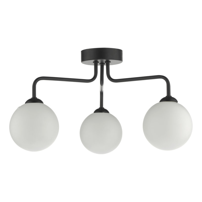 FEYA 3LT SEMI FLUSH GLS, Matt Black/Beige