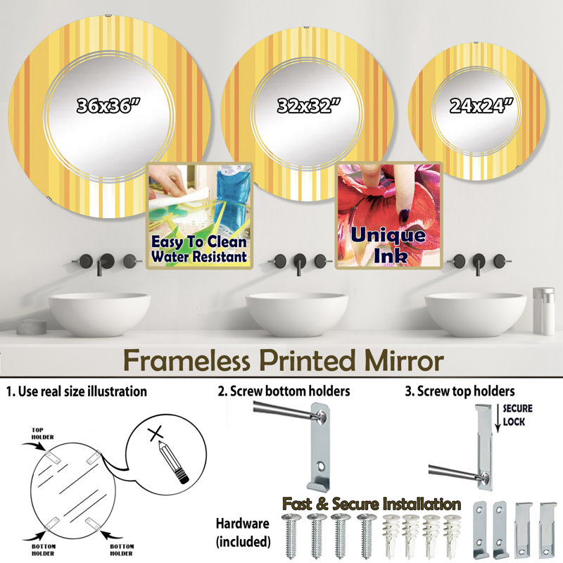 Noyce - Miroir mural moderne rond, 24 po x 24 po