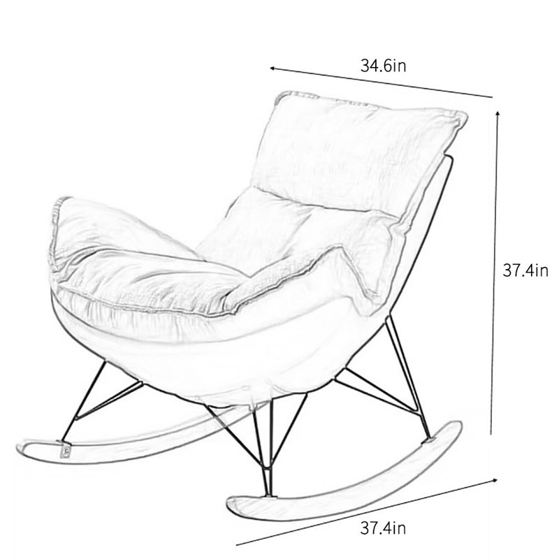 Chaise berçante de style nordique moderne et décontracté, Orange, blanc cassé