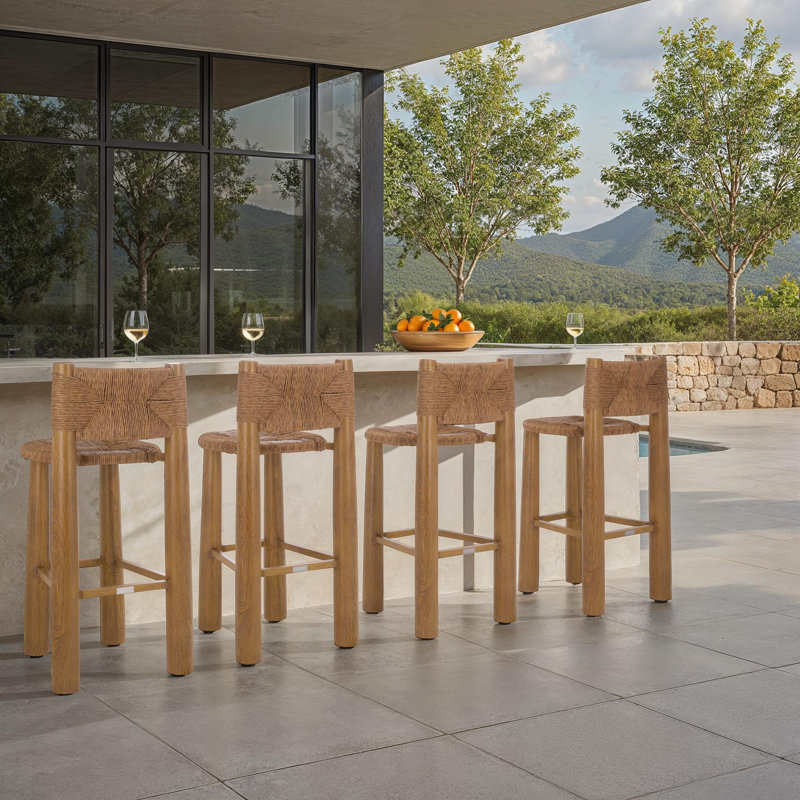 Romona Rattan Weaving Outdoor Barstool, Brown