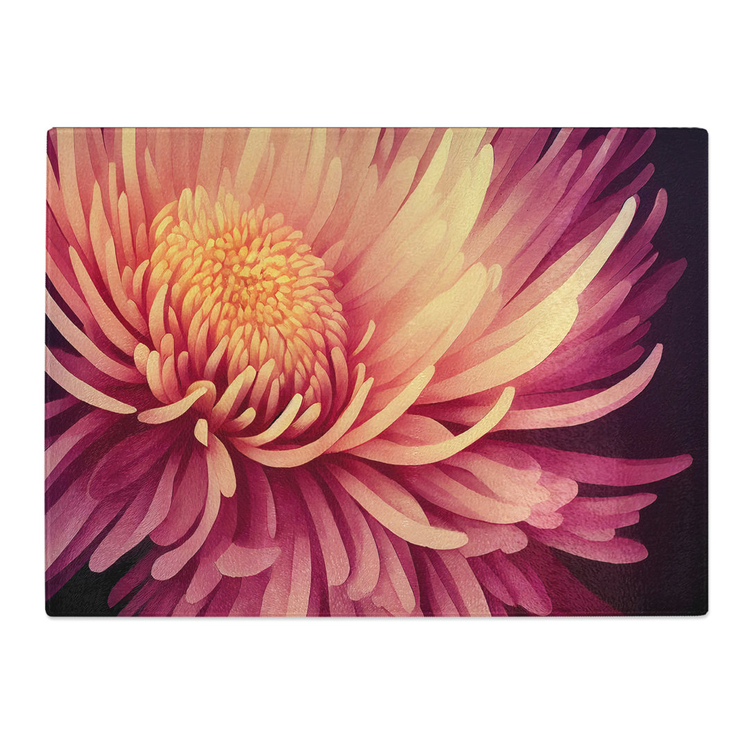 Contemporary Chrysanthemum Flower  Glass Chopping Board