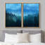 «Deep Blue Mountain Range Misty Forest Nature Rustic Landscape», impression sur toile, 2 pièces-92285278-92285279