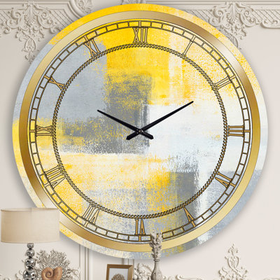 Horloge murale moderne grise et jaune bleu Ixx