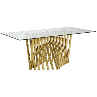 Hakon Glass Top Metal Base Dining Table
