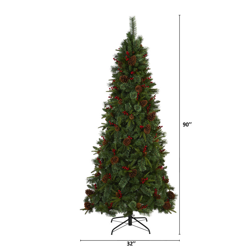 Lighted Artificial Christmas Tree, 7.5' H