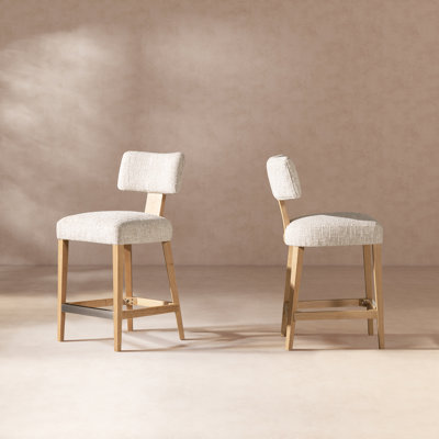 Sagar 27" Split Back Upholstered Dining Counter Stool, Set Of 2