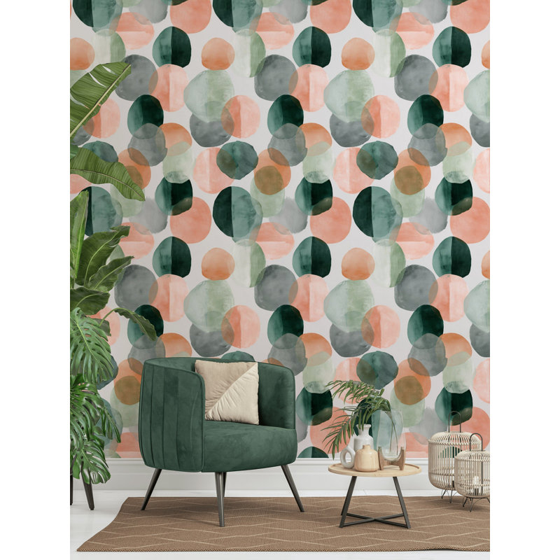 Décoration murale abstraite à motif de peler et coller vert