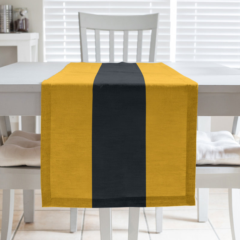 Pittsburgh Football Stripes Table Runner, 90" L x 16" W, Yellow, Polyester