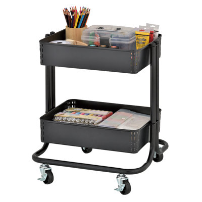 ECR4Kids 2-Tier Metal Rolling Utility Storage Cart, Multipurpose Organization