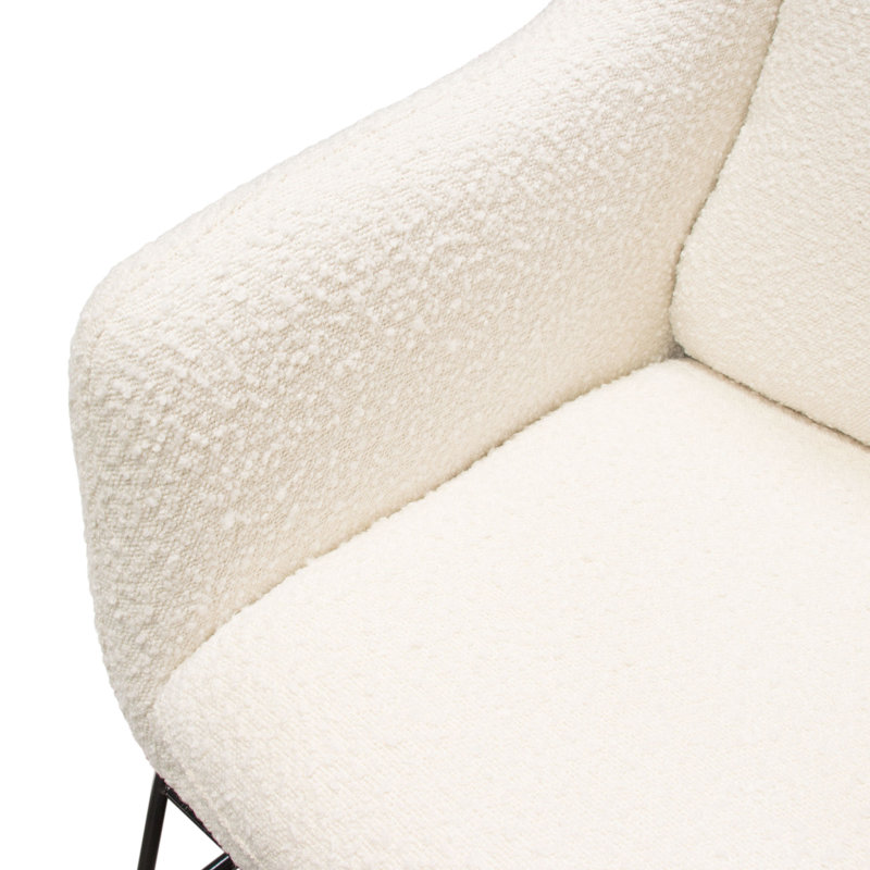 Ivory Boucle Accent Chair with Black Metal Frame