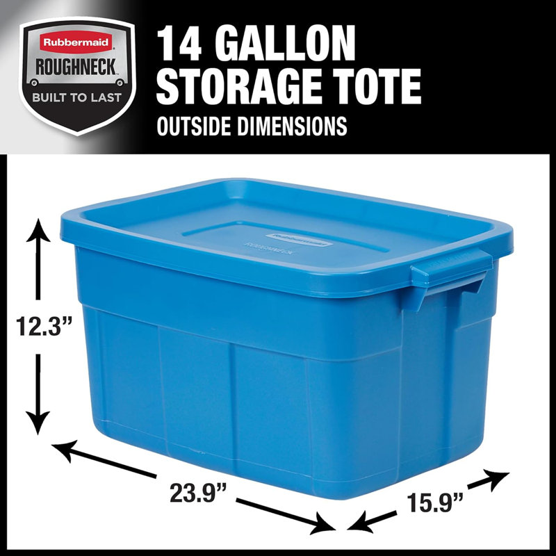 Sacs de rangement Rubbermaid Roughneck, 14 gallons, paquet de 6, bleu héritage