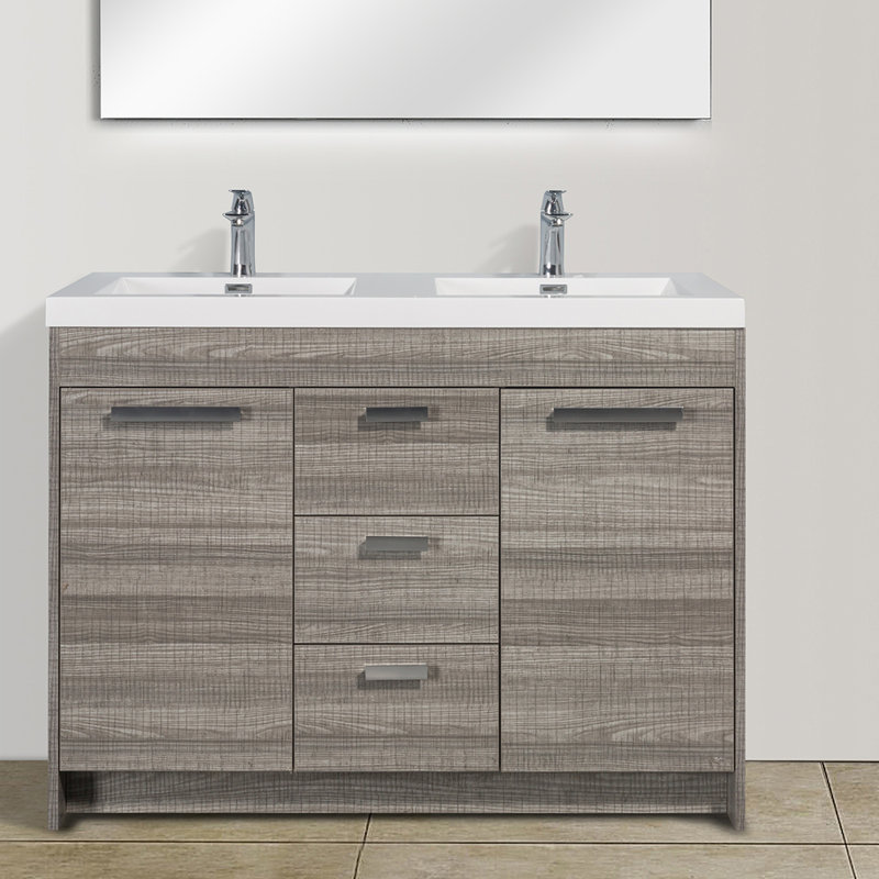 Ensemble de meuble-lavabo simple 47 po Wauconda, Chrome chrome, Cendré
