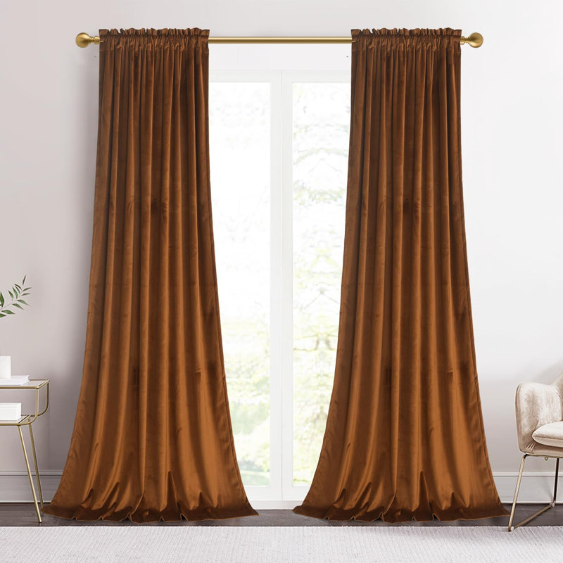 52"W Brown 2 Panels Luxury Decor Blackout Curtains Drapes, 132.08cm Width x 160cm Drop