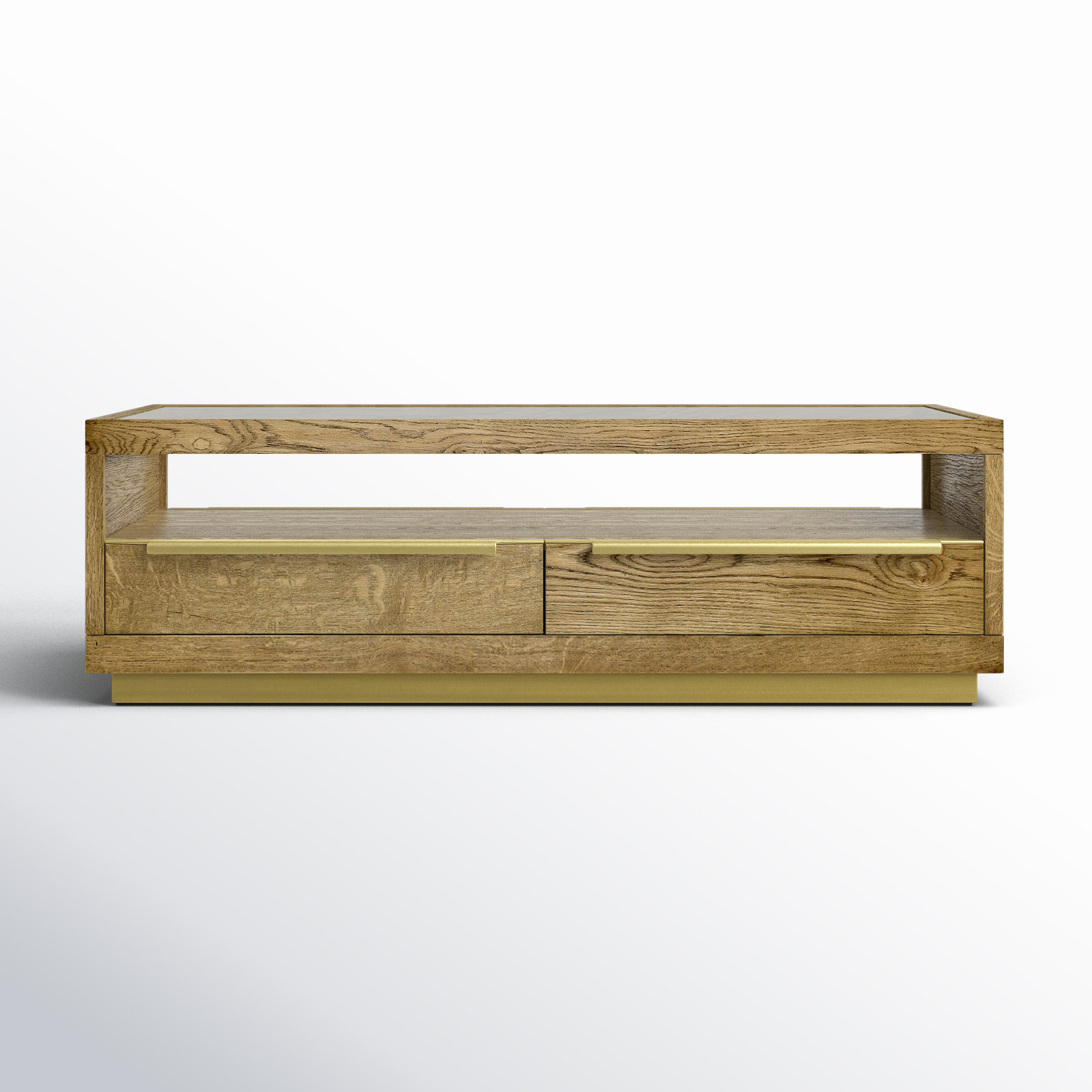 Fallbook Glass Top Coffee Table with Drawers