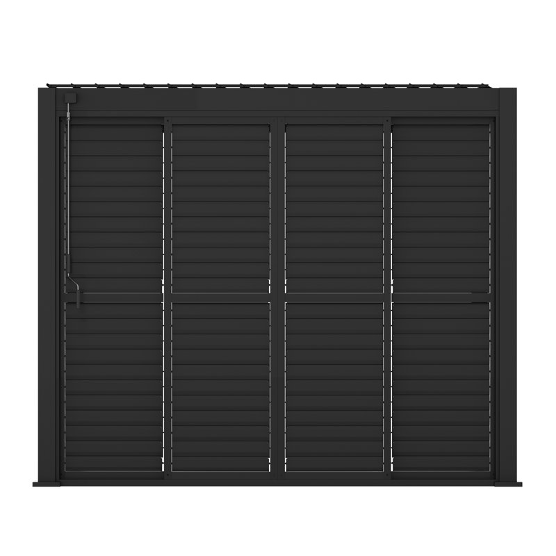 Louver Sliding Door for Pergola Accessory, 93" H x 109.8" W x 1.5" D, Black