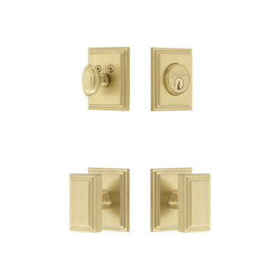 Carre Square Rosette Complete Entry Set with Single Cylinder Deadbolt and Carre Knob