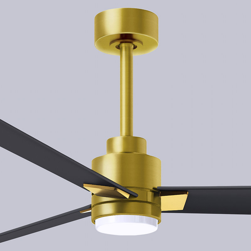 Ventilateur de plafond Alessandra, Noir mat, Laiton brossé, 72"