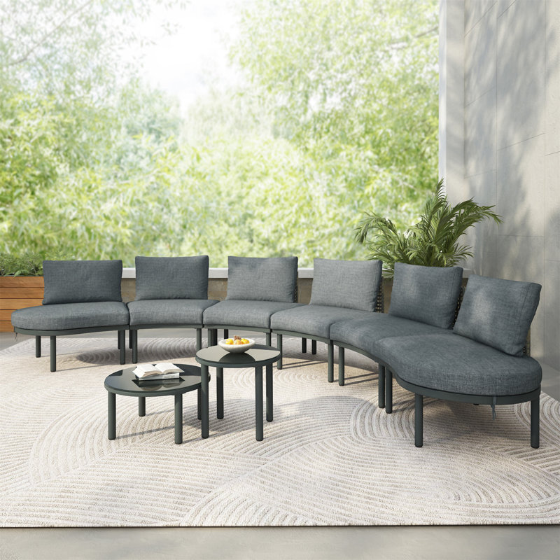 8-Piece Patio Sofa Furniture Set, Gray, Gray