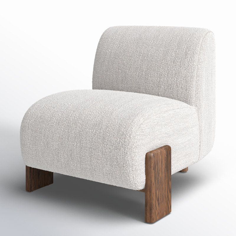 Slipper Chair, Ivory Polyester Blend