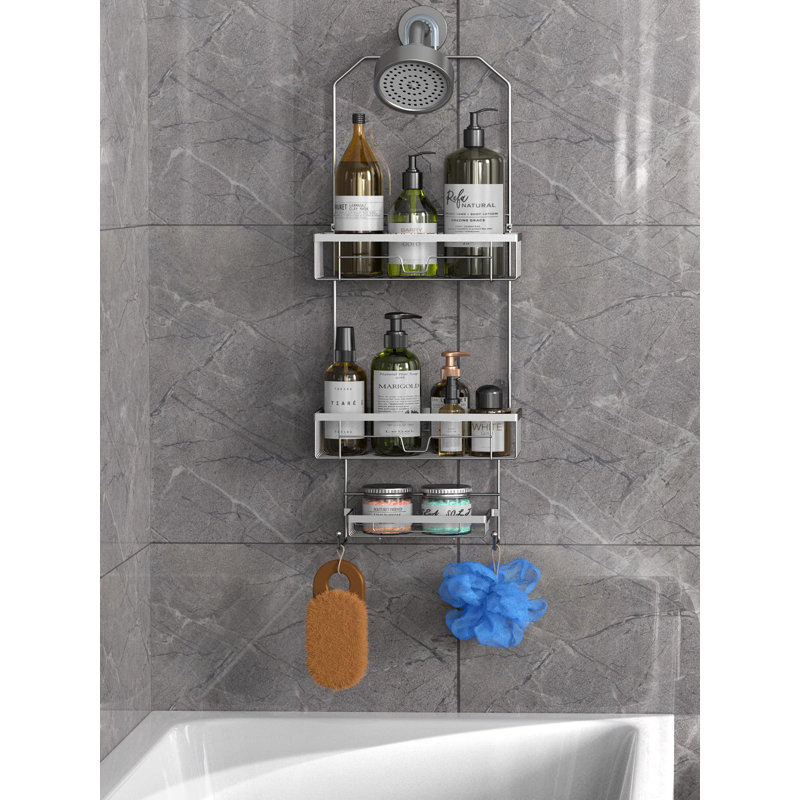 Namarion Metal Adhesive Bathroom Shelves, Silver
