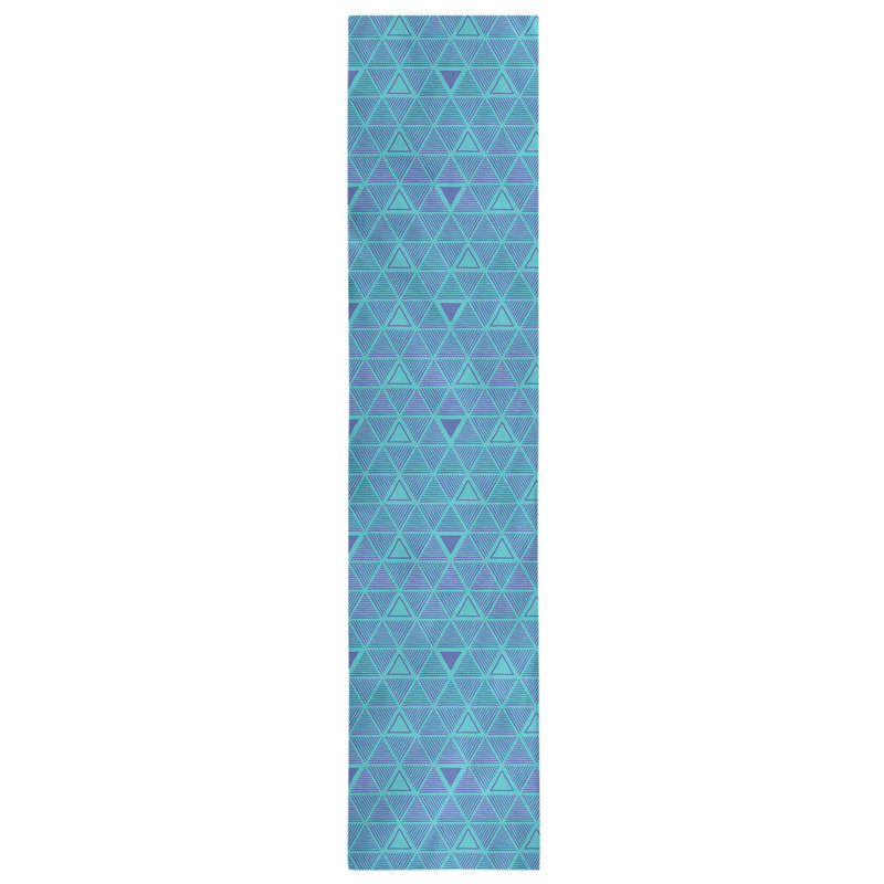 Chemin de table à triangles dessinés à la main Classic, 16 po x 72 po, Bleu sarcelle, bleu foncé