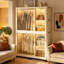 Armoire portative à 6 cubes pliable en PP avec 6 portes magnétiques cannelées en ambre et deux tiges de suspension, commode de rangement autoportante pour chambre de bébé et chambre à coucher