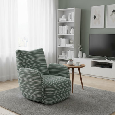 Modern Comfort style 360° Swivel Accent Chair in Striped Boucle Fabric for reception badroom living room