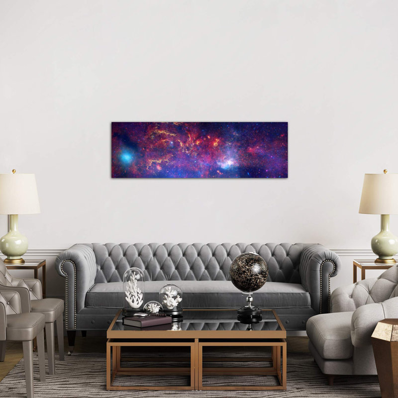 Center of the Milky Way Galaxy (Chandra/Hubble/Spitzer) 1 Piece Panoramic Wall Art on Canvas, Wrapped Canvas