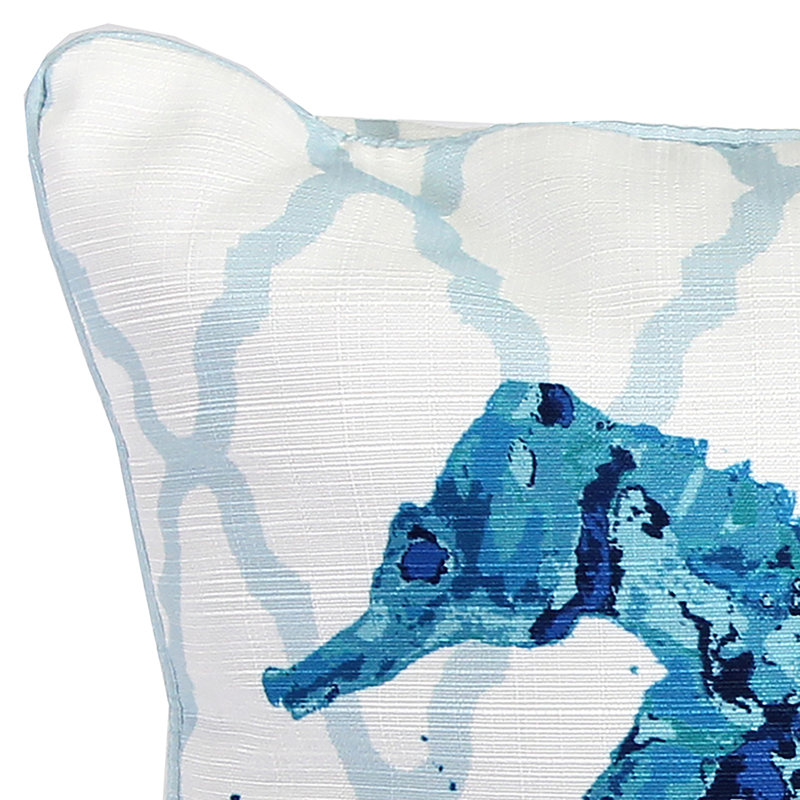 18" x 18" Indoor Throw Pillow, Blue Seahorses