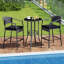 3-piece Patio Rattan Bar Set Wicker Bar Height Armchairs & Round Table 