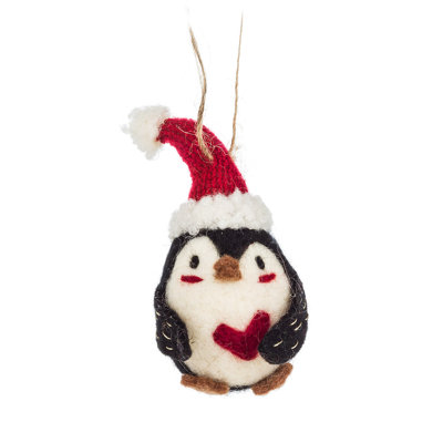 Figurine suspendue pingouin Roly avec cœur