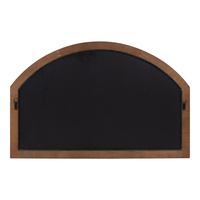 Haldron 36" Rustic Brown Wood Arch Mirror with Iron Fretwork