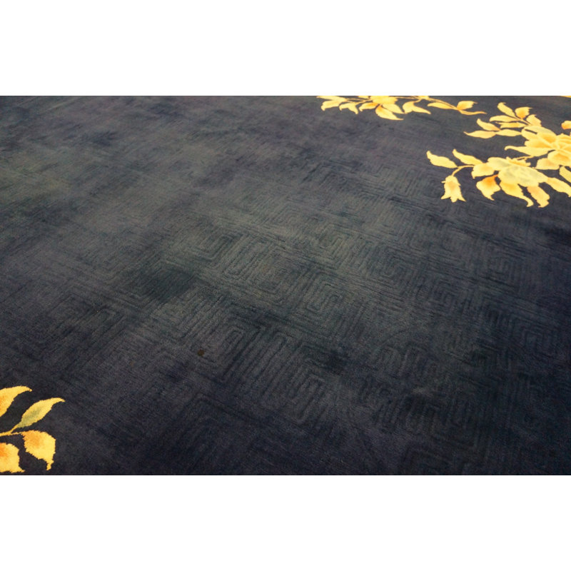 Antique Large Chinese Floral Hand Knotted Pile Rug