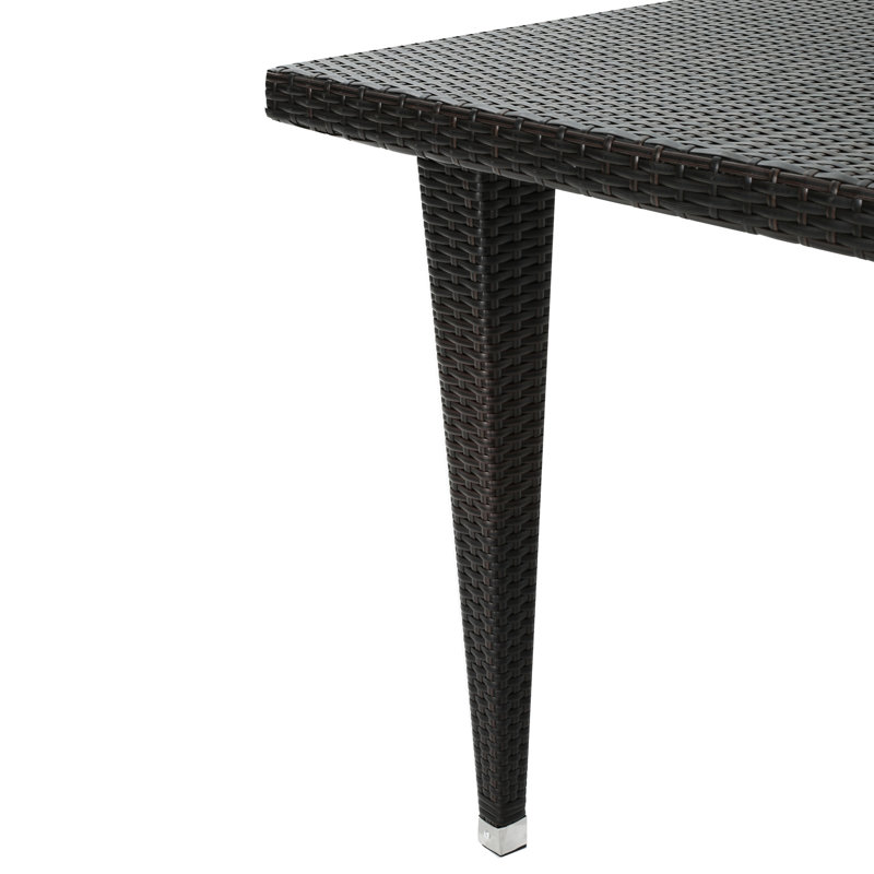 Table d'extérieur 33 * 75 -, fer robuste, résine, brun fauve, pouvant accueillir 8 bases en fer faciles à installer, sièges profonds tissés