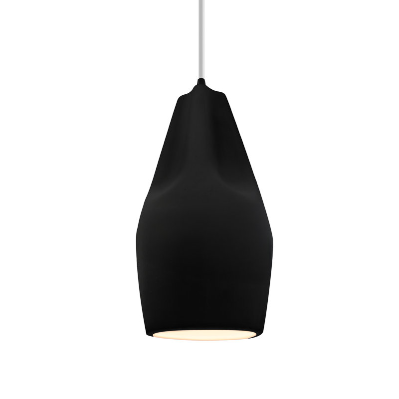 Radiance - Luminaire suspendu haut 1 lumière Crease - Carbone - Noir mat - Laiton antique - Ampoule remplaçable - Cordon blanc