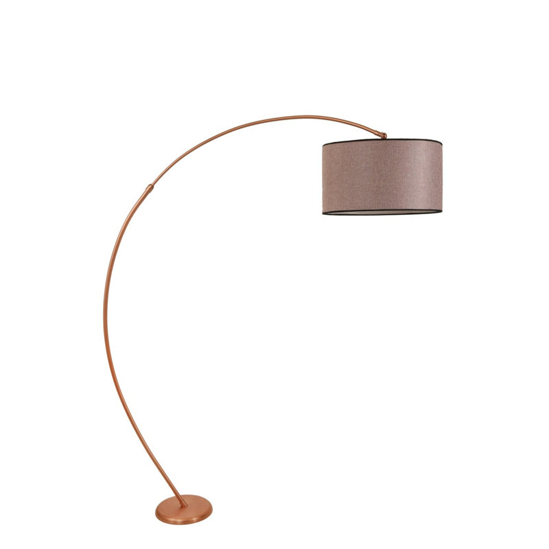 Emelia 185cm Arched Floor Lamp, Rose Gold, Dry Rose