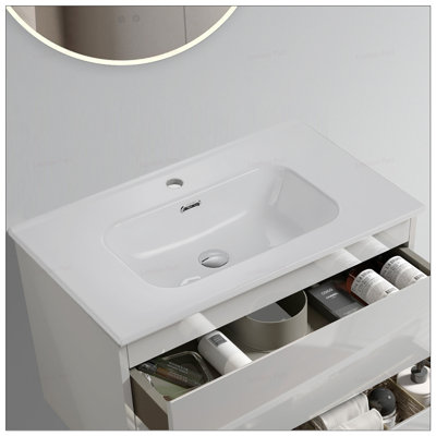 Integrated Ceramic Basin with Sleek Design, Easy to Clean and Maintain, Perfect for Modern Bathrooms