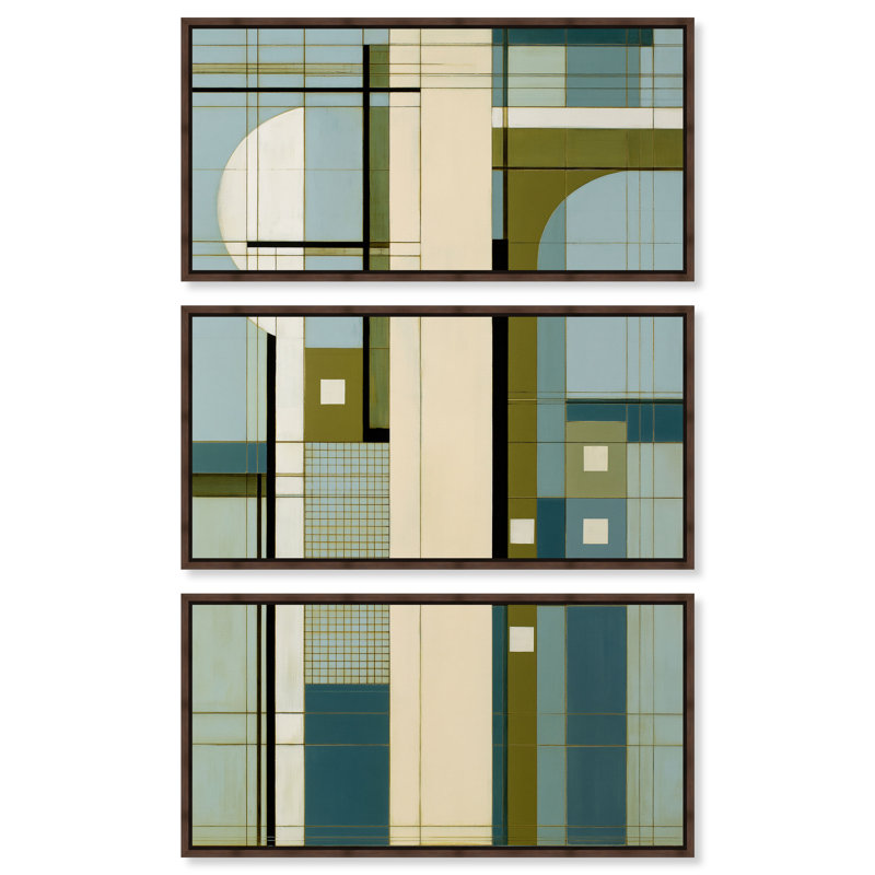 Ensemble de décoration murale de bureau « Plan vertical II » avec toile encadrée, par Art Remedy, cadre blanc, 40 x 20